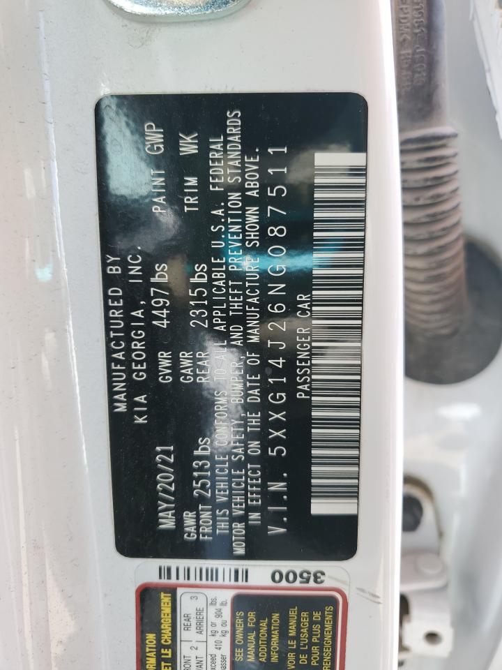 2022 Kia K5 Lxs VIN: 5XXG14J26NG087511 Lot: 63942425