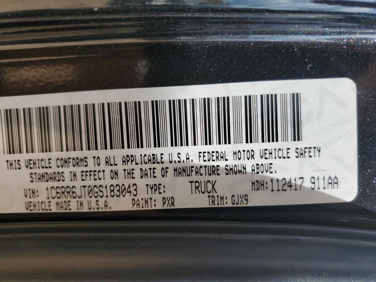 2016 Ram 1500 Laramie VIN: 1C6RR6JT0GS183043 Lot: 63188595