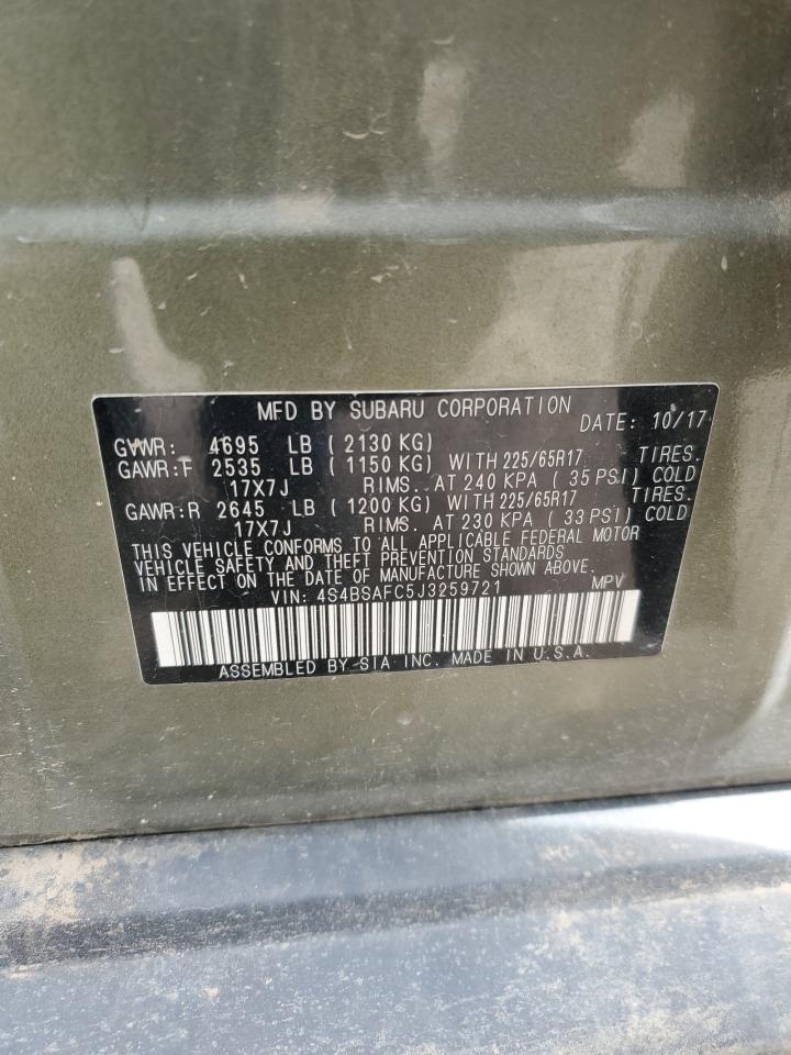 2018 Subaru Outback 2.5I Premium VIN: 4S4BSAFC5J3259721 Lot: 63218385