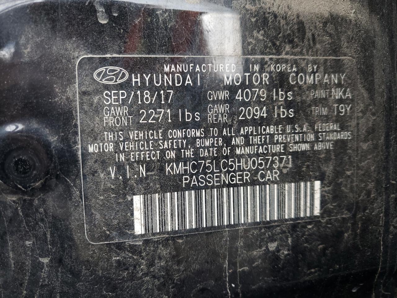 2017 Hyundai Ioniq Sel VIN: KMHC75LC5HU057371 Lot: 63263525