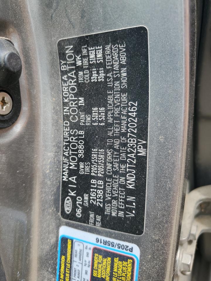 2011 Kia Soul + VIN: KNDJT2A23B7202462 Lot: 63831825