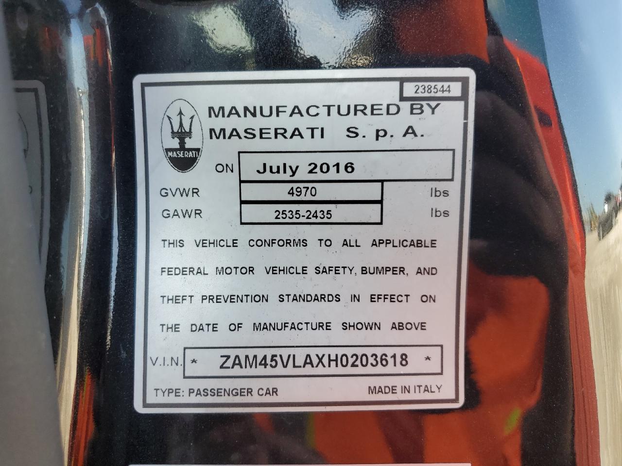 2017 Maserati Granturismo S VIN: ZAM45VLAXH0203618 Lot: 63685225