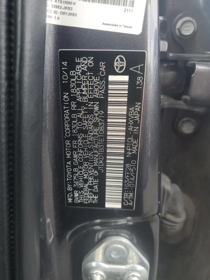 2014 Toyota Prius C VIN: JTDKDTB31E1083719 Lot: 65768975