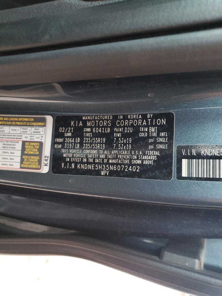 2022 Kia Carnival Sx Prestige VIN: KNDNE5H35N6072402 Lot: 64699625