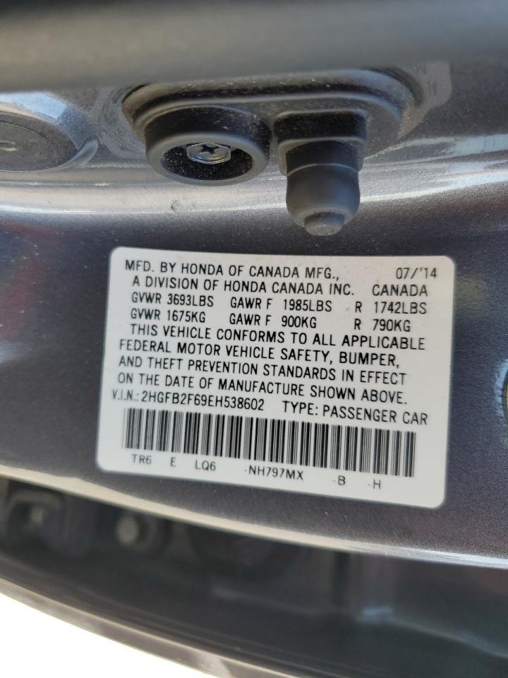 2014 Honda Civic Hf VIN: 2HGFB2F69EH538602 Lot: 64377005