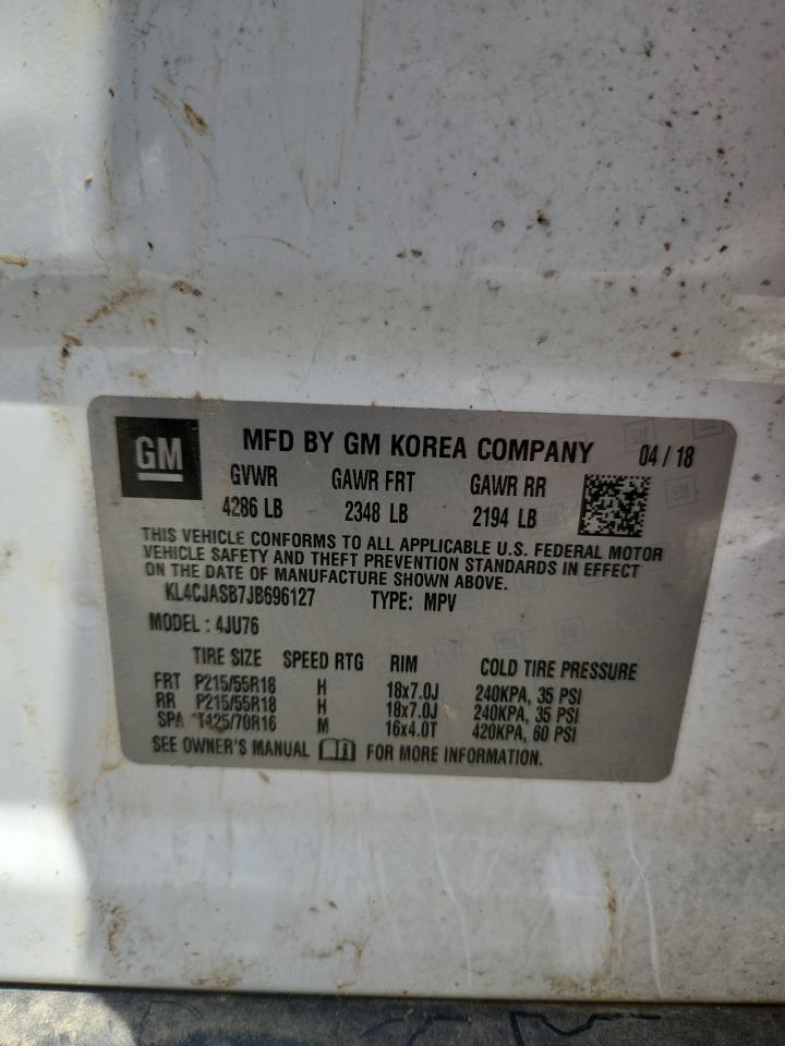 2018 Buick Encore Preferred VIN: KL4CJASB7JB696127 Lot: 64555645