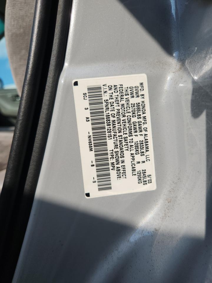 2003 Honda Odyssey Ex VIN: 5FNRL18683B128151 Lot: 65153595