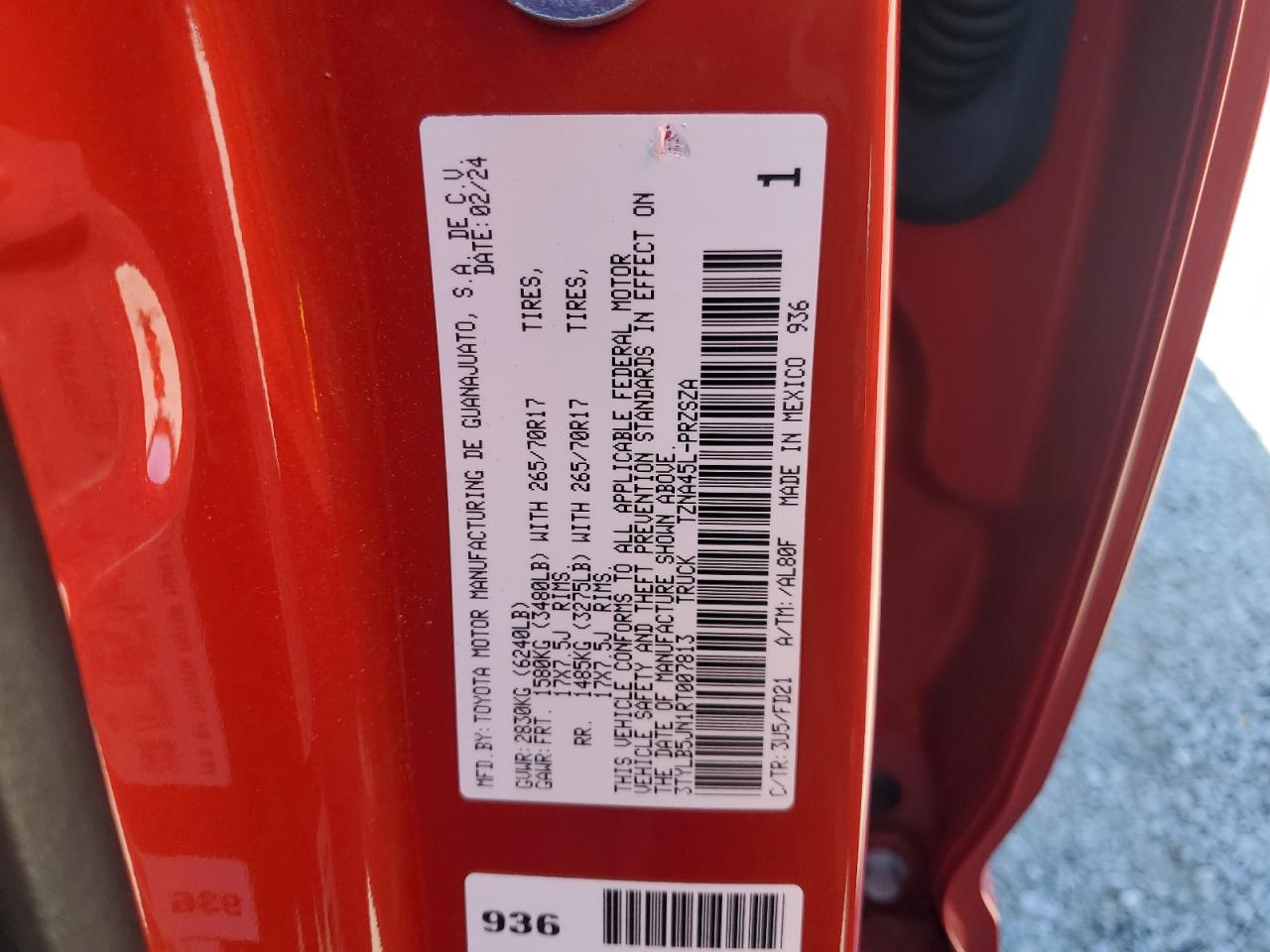 2024 Toyota Tacoma Double Cab VIN: 3TYLB5JN1RT007813 Lot: 65562965