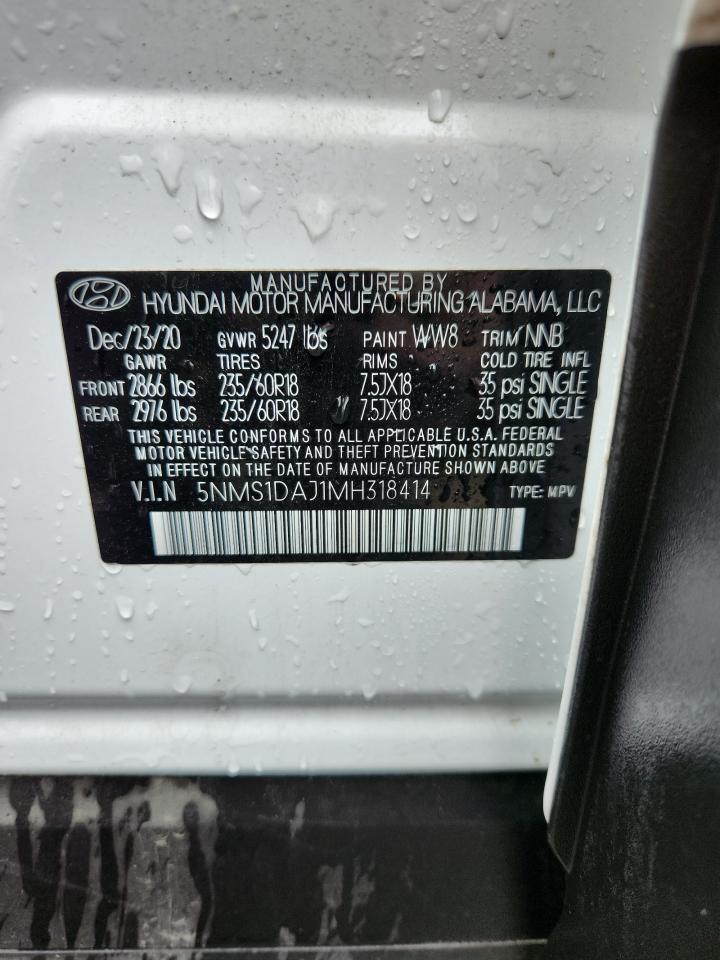 2021 Hyundai Santa Fe Se VIN: 5NMS1DAJ1MH318414 Lot: 64219615