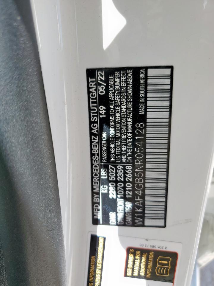 2022 Mercedes-Benz C 300 VIN: W1KAF4GB5NR054128 Lot: 81312185