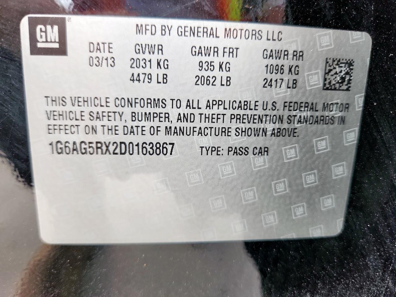 2013 Cadillac Ats VIN: 1G6AG5RX2D0163867 Lot: 63331075