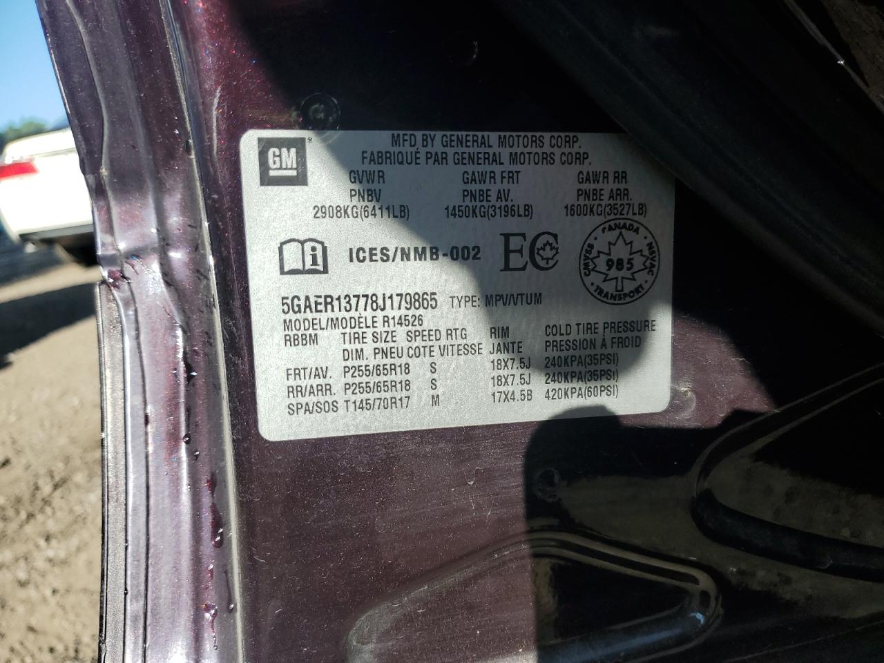 2008 Buick Enclave Cx VIN: 5GAER13778J179865 Lot: 65554275