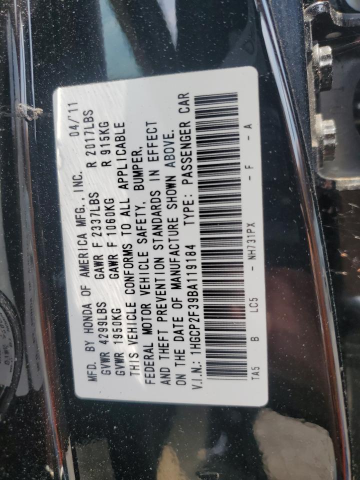 2011 Honda Accord Lx VIN: 1HGCP2F39BA119184 Lot: 67092275