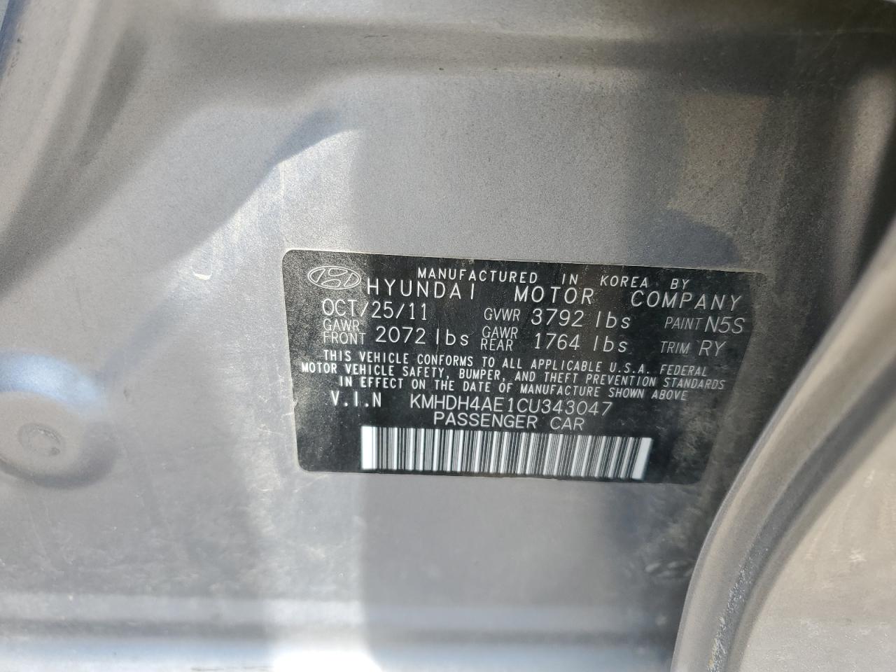 2012 Hyundai Elantra Gls VIN: KMHDH4AE1CU343047 Lot: 63620005