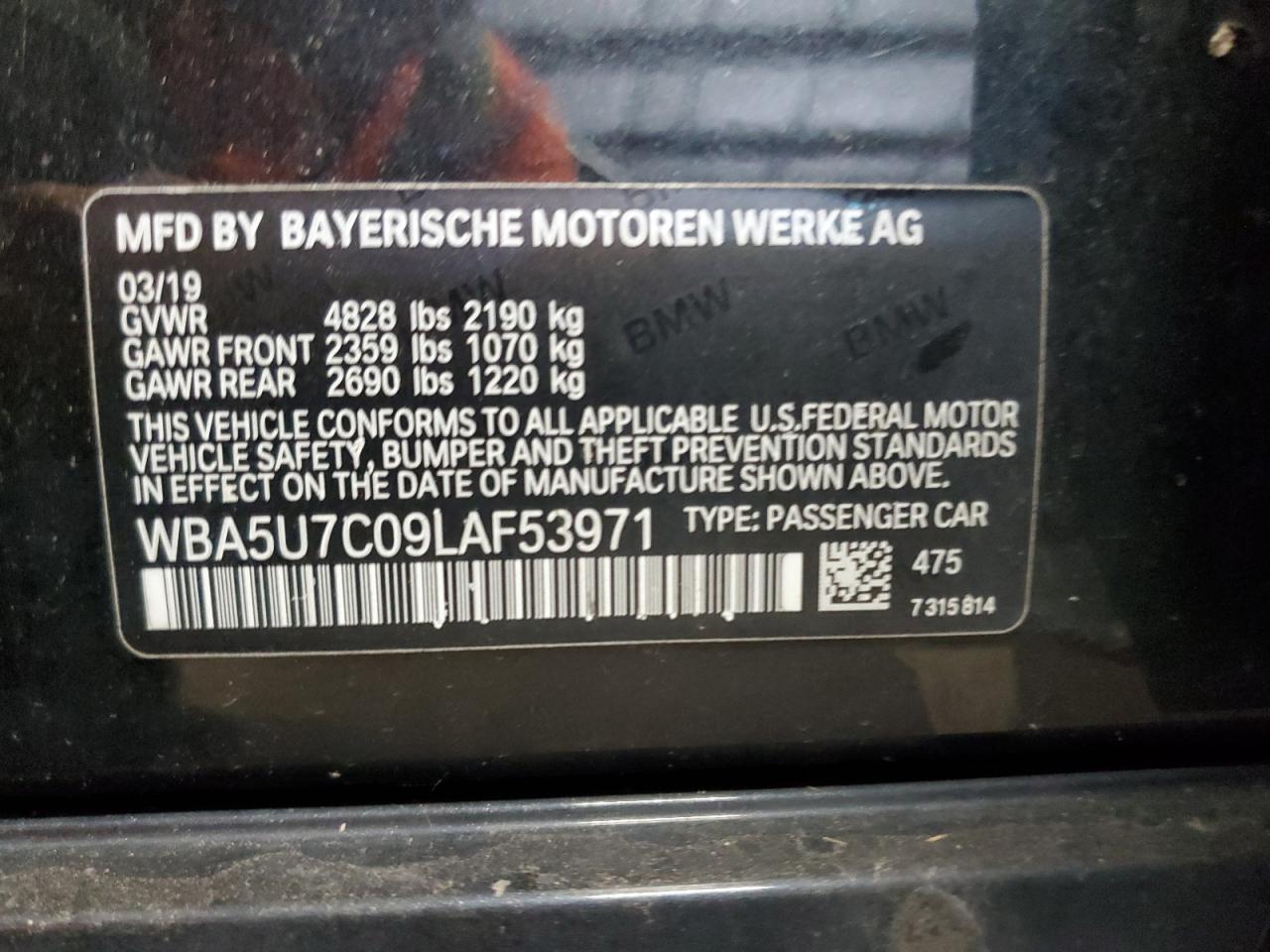 2020 BMW M340I VIN: WBA5U7C09LAF53971 Lot: 62923055