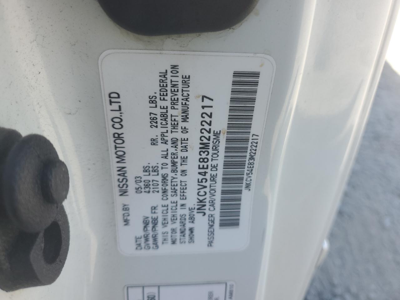 2003 Infiniti G35 VIN: JNKCV54E83M222217 Lot: 65072355