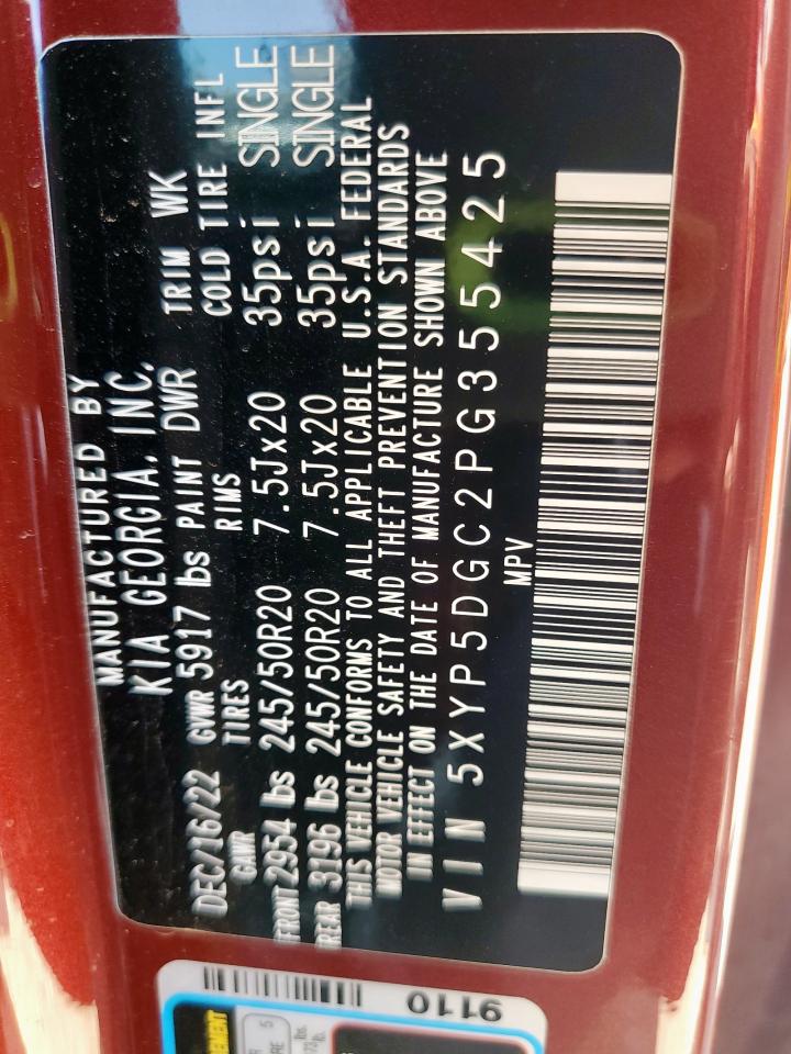 2023 Kia Telluride Sx VIN: 5XYP5DGC2PG355425 Lot: 66308545