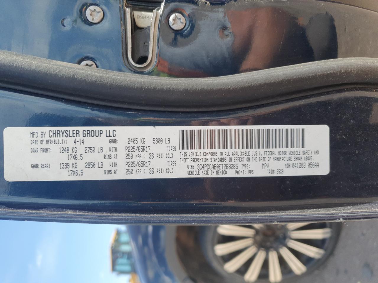 2014 Dodge Journey Se VIN: 3C4PDCAB0ET268285 Lot: 64458165