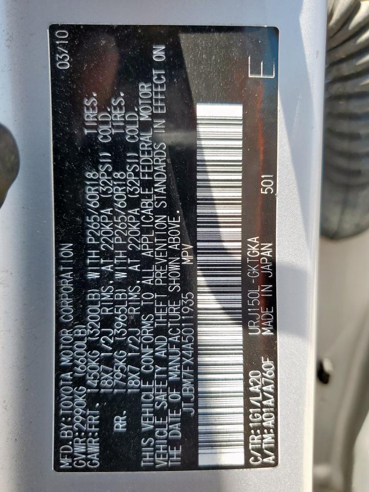 jtjbm7fx4a5011935 JTJBM7FX4A5011935 2010 Lexus Gx 460
