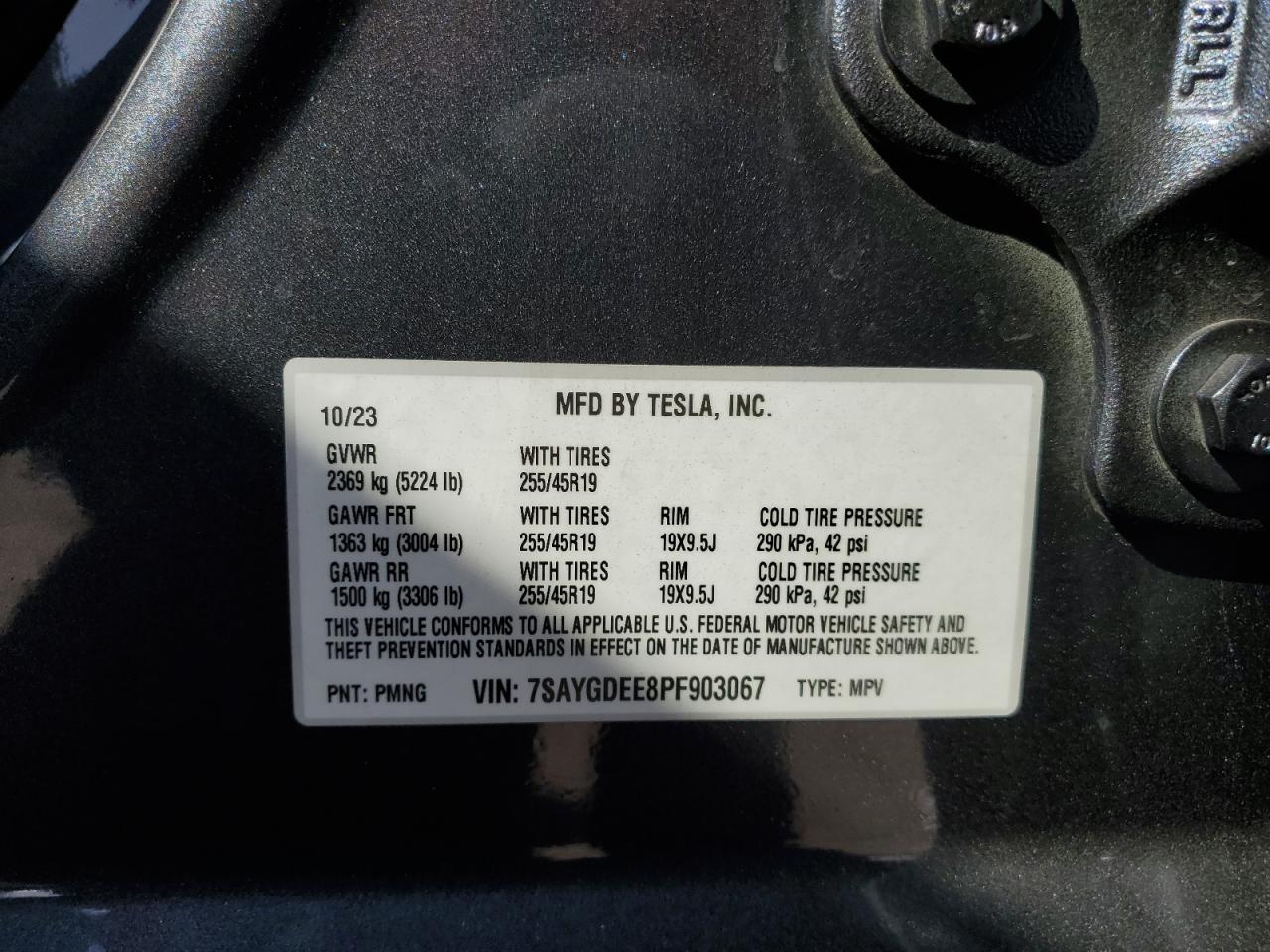 2023 Tesla Model Y VIN: 7SAYGDEE8PF903067 Lot: 66915945