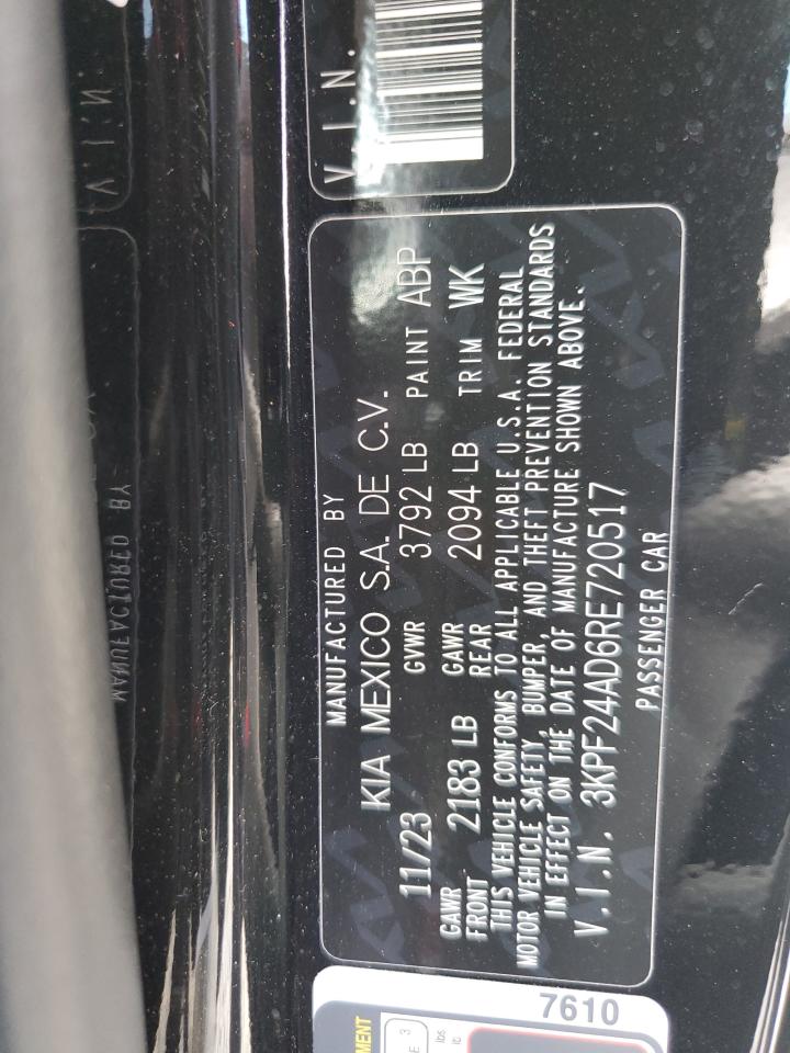 2024 Kia Forte Lx VIN: 3KPF24AD6RE720517 Lot: 64485425