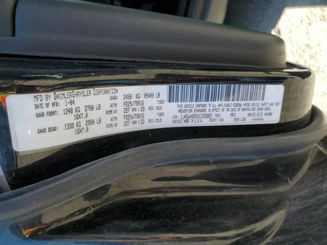2004 Jeep Grand Cherokee Laredo VIN: 1J4GW48S54C336865 Lot: 65003995