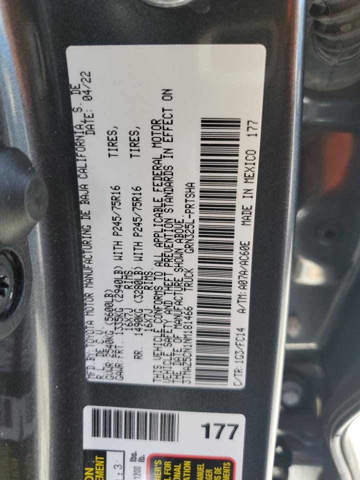 2022 Toyota Tacoma Double Cab VIN: 3TMAZ5CN1NM181466 Lot: 64994265