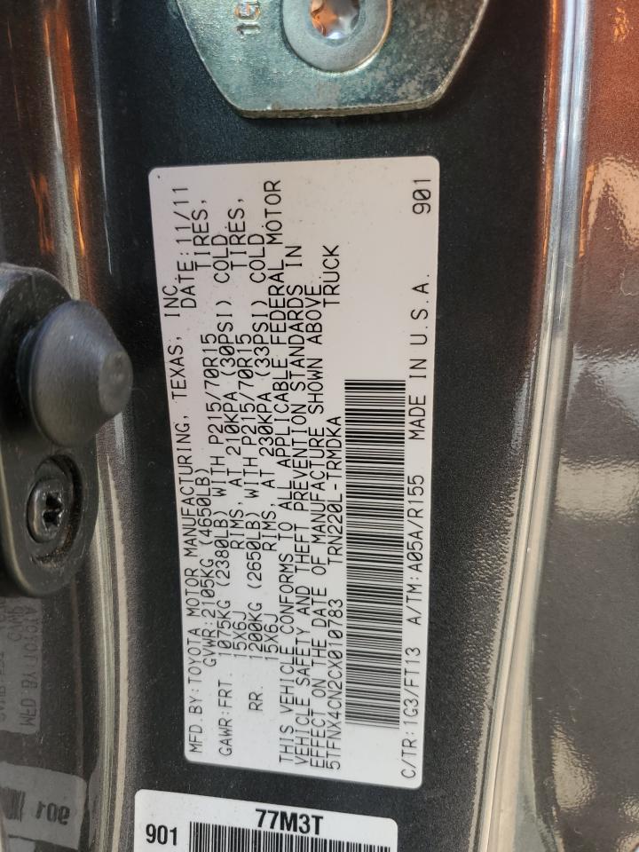 2012 Toyota Tacoma VIN: 5TFNX4CN2CX010783 Lot: 64052055