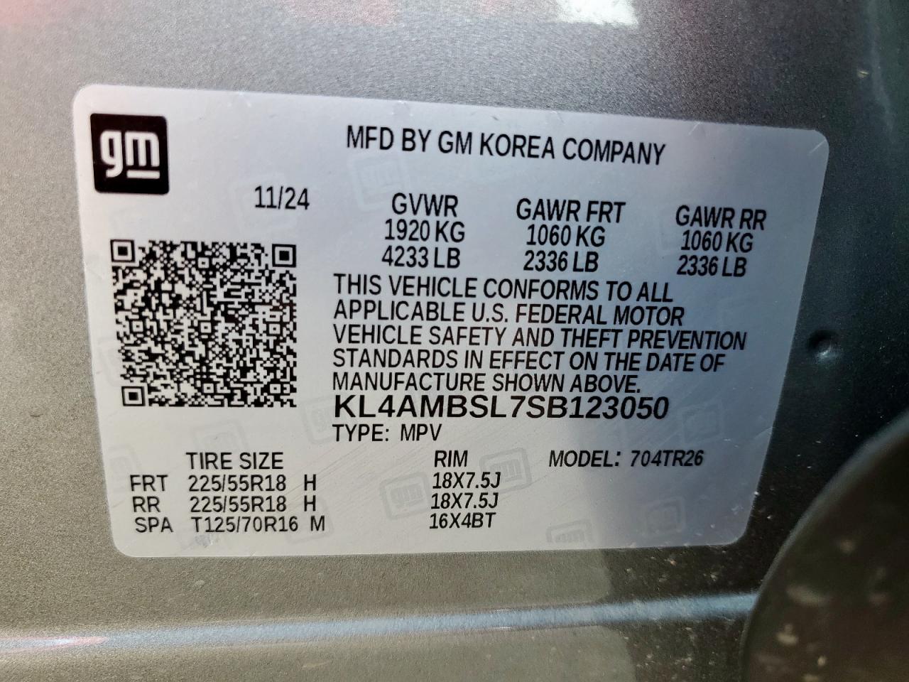 2025 Buick Encore Gx Preferred VIN: KL4AMBSL7SB123050 Lot: 64743545