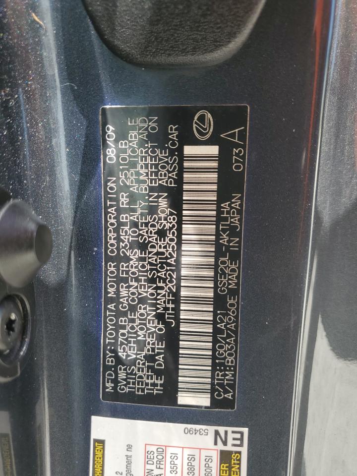 2010 Lexus Is 250 VIN: JTHFF2C21A2505387 Lot: 64277375