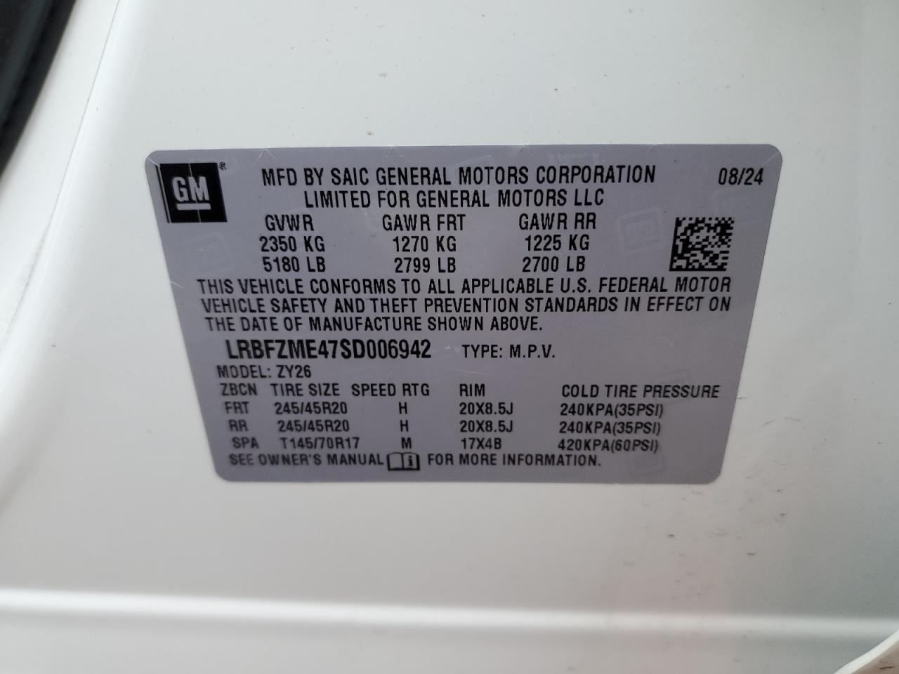 2025 Buick Envision Avenir VIN: LRBFZME47SD006942 Lot: 64454535