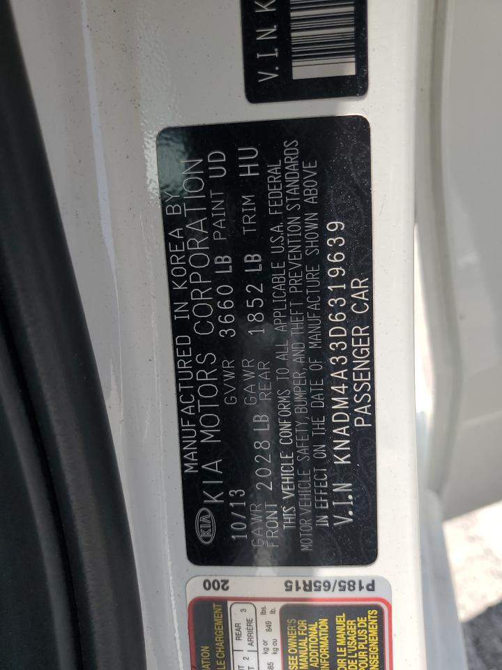 2013 Kia Rio Lx VIN: KNADM4A33D6319639 Lot: 62585095