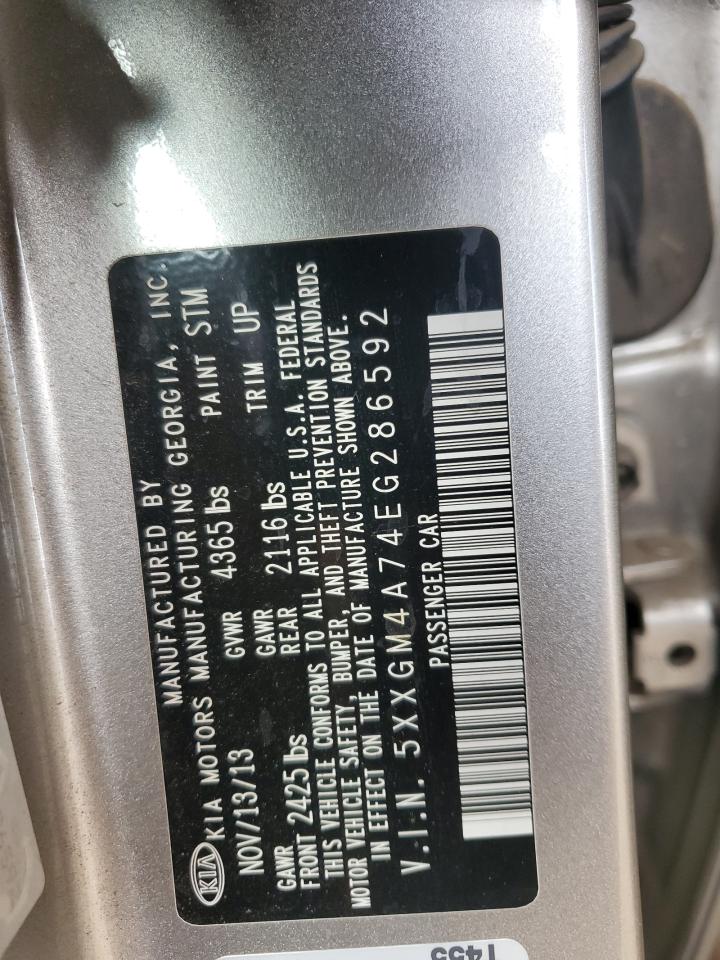 2014 Kia Optima Lx VIN: 5XXGM4A74EG286592 Lot: 64880015