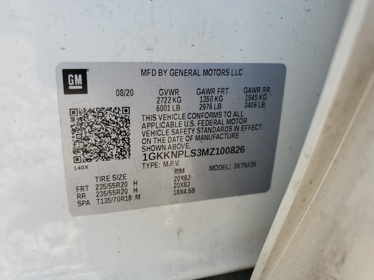2021 GMC Acadia Denali VIN: 1GKKNPLS3MZ100826 Lot: 64228895