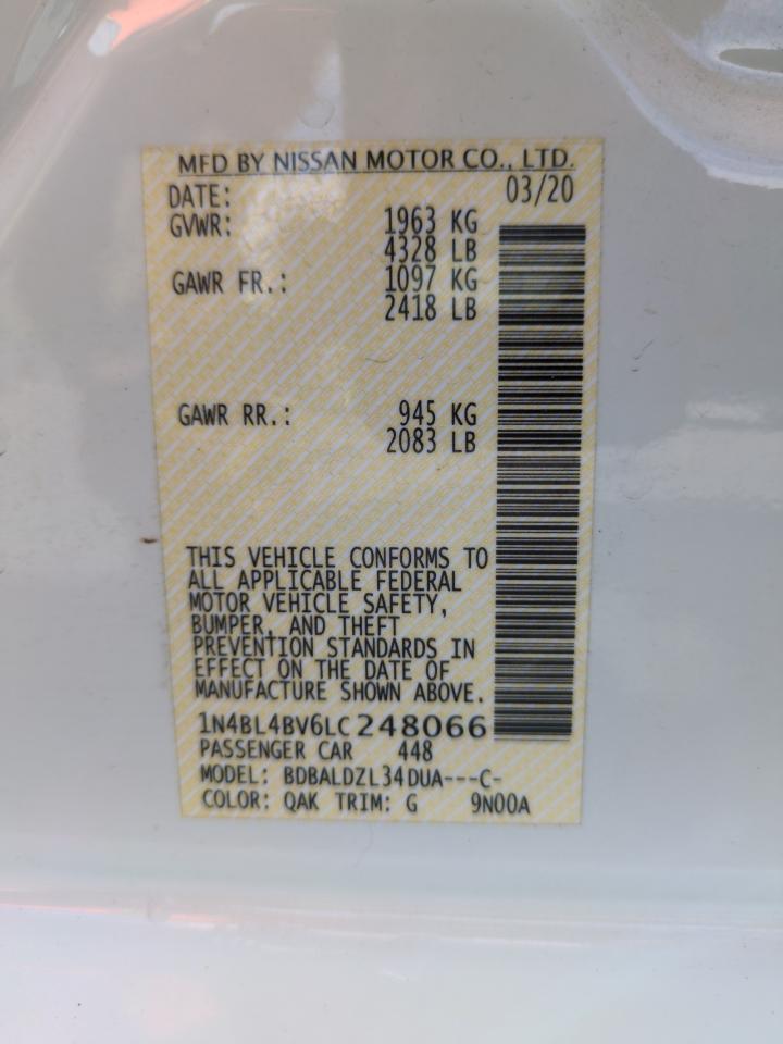 2020 Nissan Altima S VIN: 1N4BL4BV6LC248066 Lot: 64784615