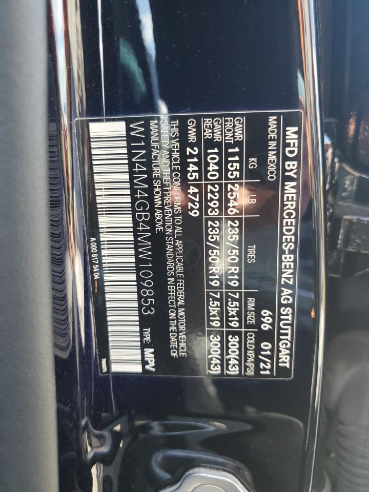 2021 Mercedes-Benz Glb 250 VIN: W1N4M4GB4MW109853 Lot: 63873375