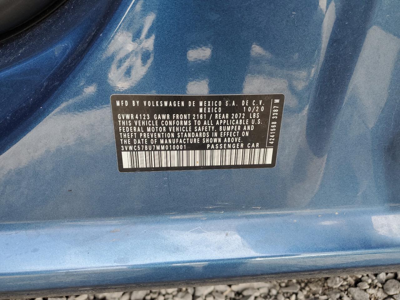 2021 Volkswagen Jetta S VIN: 3VWC57BU7MM010001 Lot: 64247335