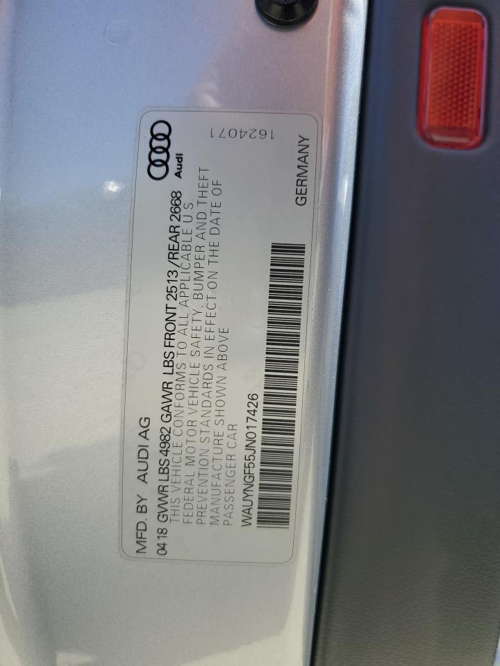 2018 Audi A5 Premium Plus VIN: WAUYNGF55JN017426 Lot: 59934855