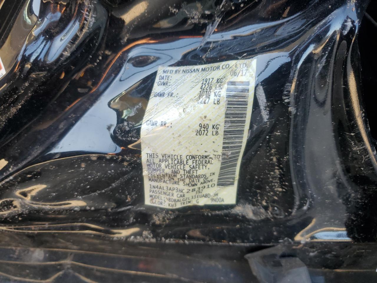 1n4al3ap3hc283910 1N4AL3AP3HC283910 2017 Nissan Altima 2.5