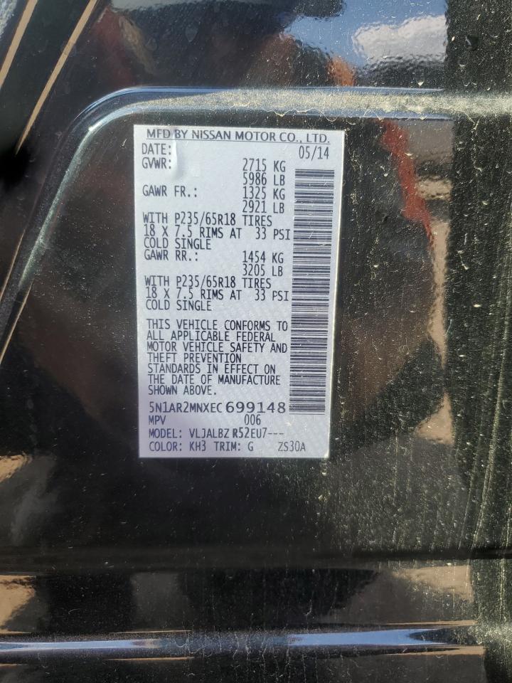 2014 Nissan Pathfinder S VIN: 5N1AR2MNXEC699148 Lot: 63214835