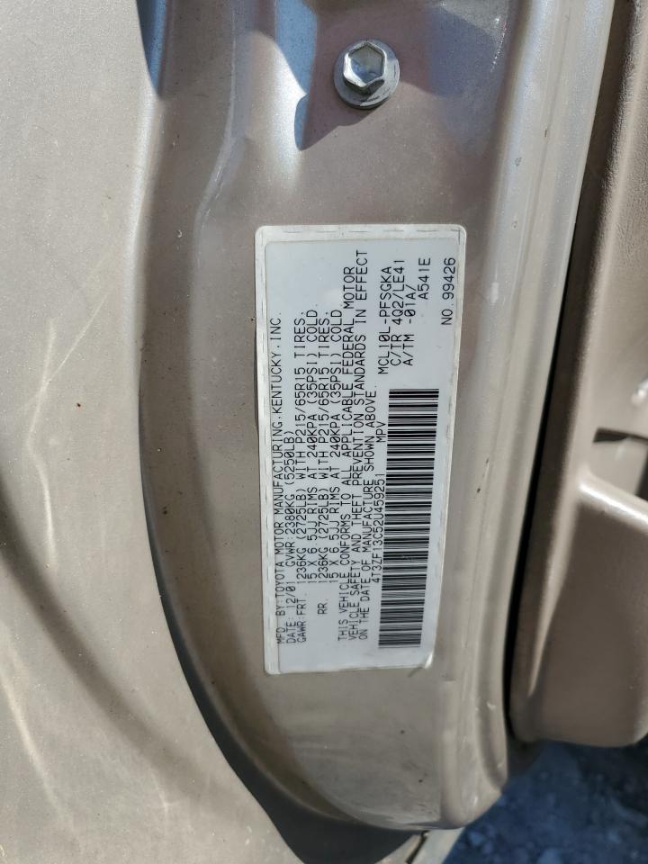 2002 Toyota Sienna Le VIN: 4T3ZF13C52U459251 Lot: 64275355