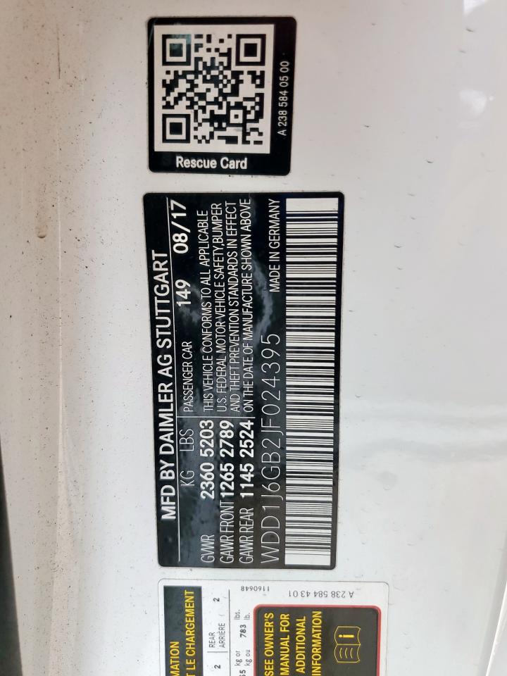 2018 Mercedes-Benz E 400 4Matic VIN: WDD1J6GB2JF024395 Lot: 62404225