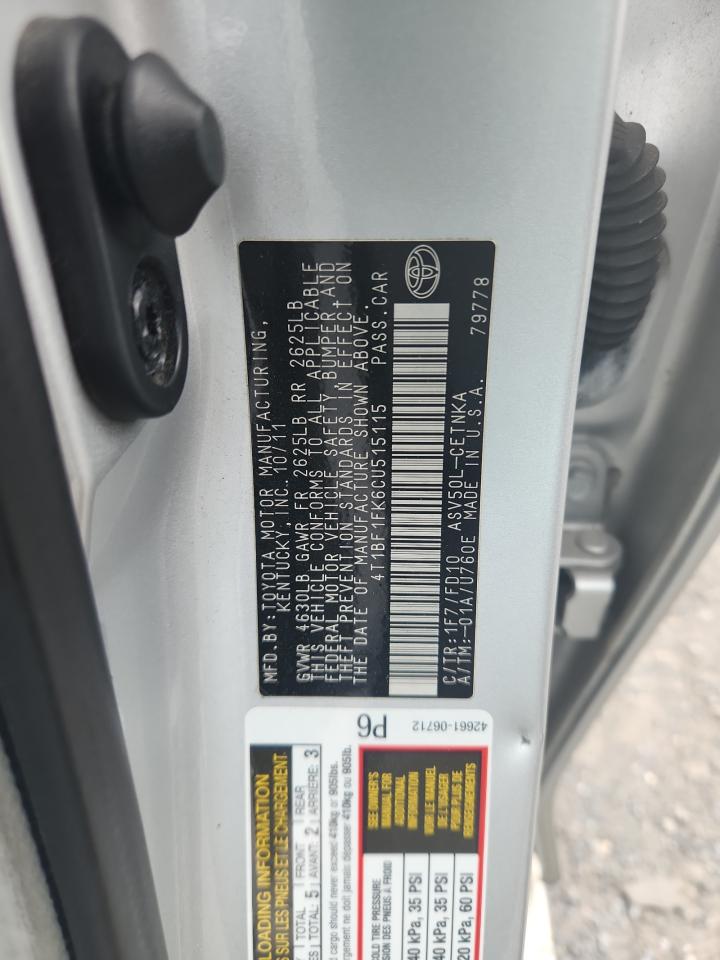 4T1BF1FK6CU515115 2012 Toyota Camry Base