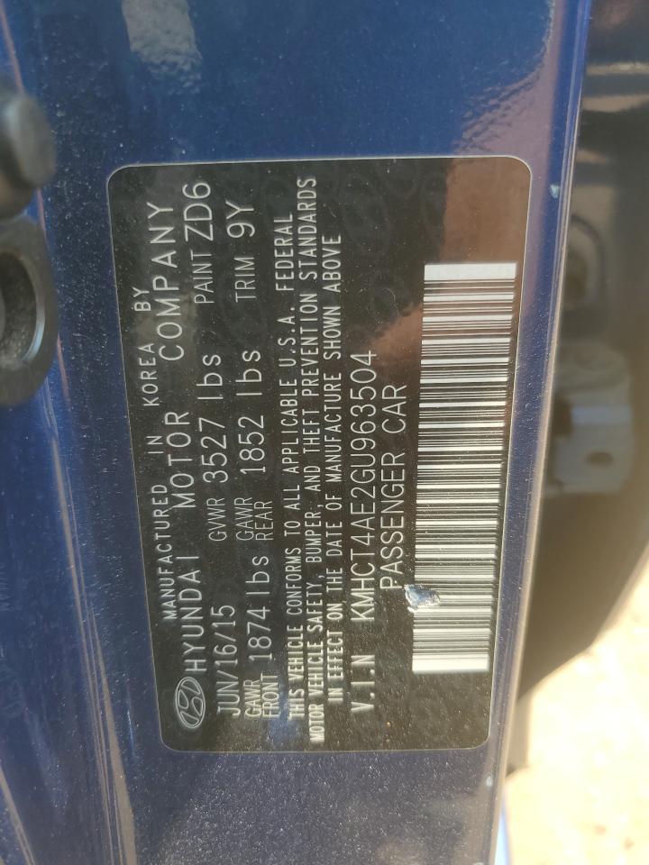 2016 Hyundai Accent Se VIN: KMHCT4AE2GU963504 Lot: 64044505