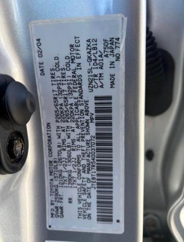 2004 TOYOTA 4RUNNER LIMITED  
