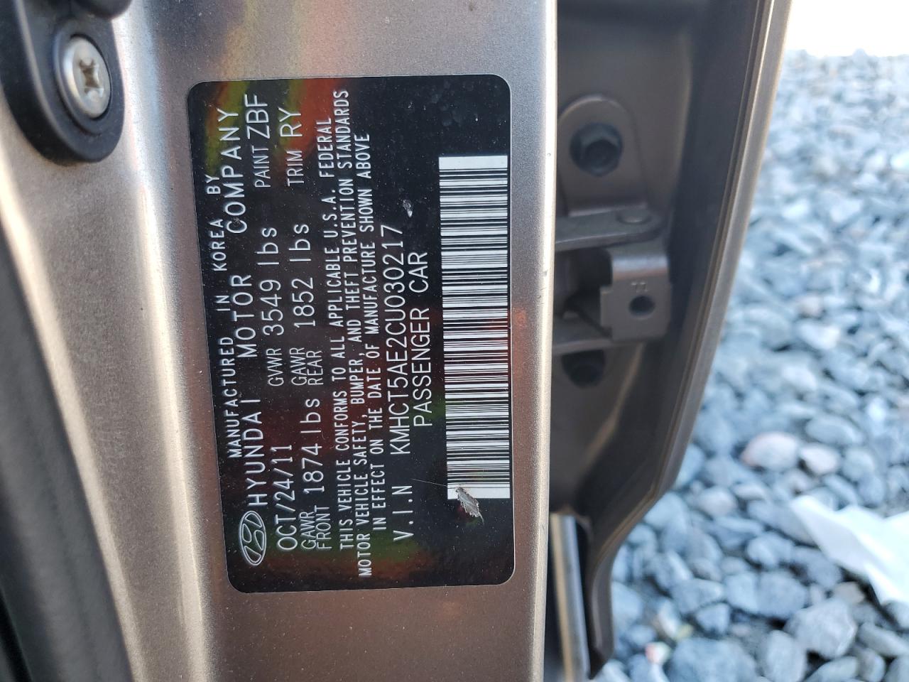 2012 Hyundai Accent Gls VIN: KMHCT5AE2CU030217 Lot: 64801335