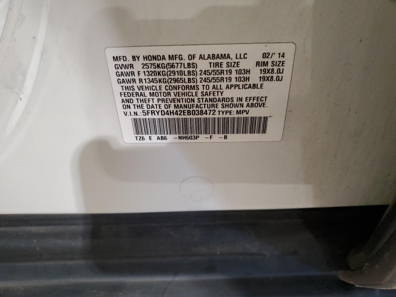 5fryd4h42eb038472 5FRYD4H42EB038472 2014 Acura Mdx Technology