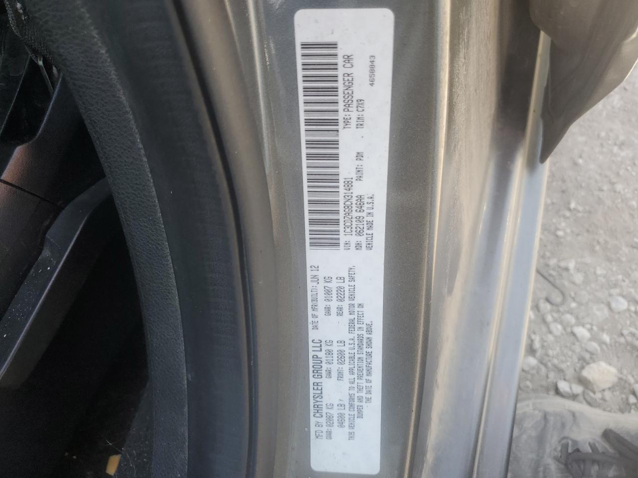 2012 Dodge Avenger Se VIN: 1C3CDZAG8CN314881 Lot: 64774275