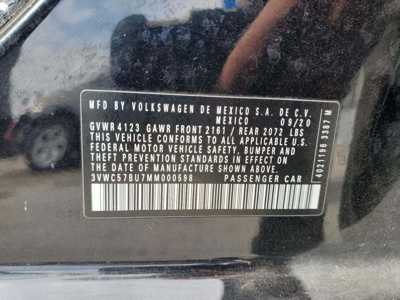 2021 Volkswagen Jetta S VIN: 3VWC57BU7MM000598 Lot: 64325865