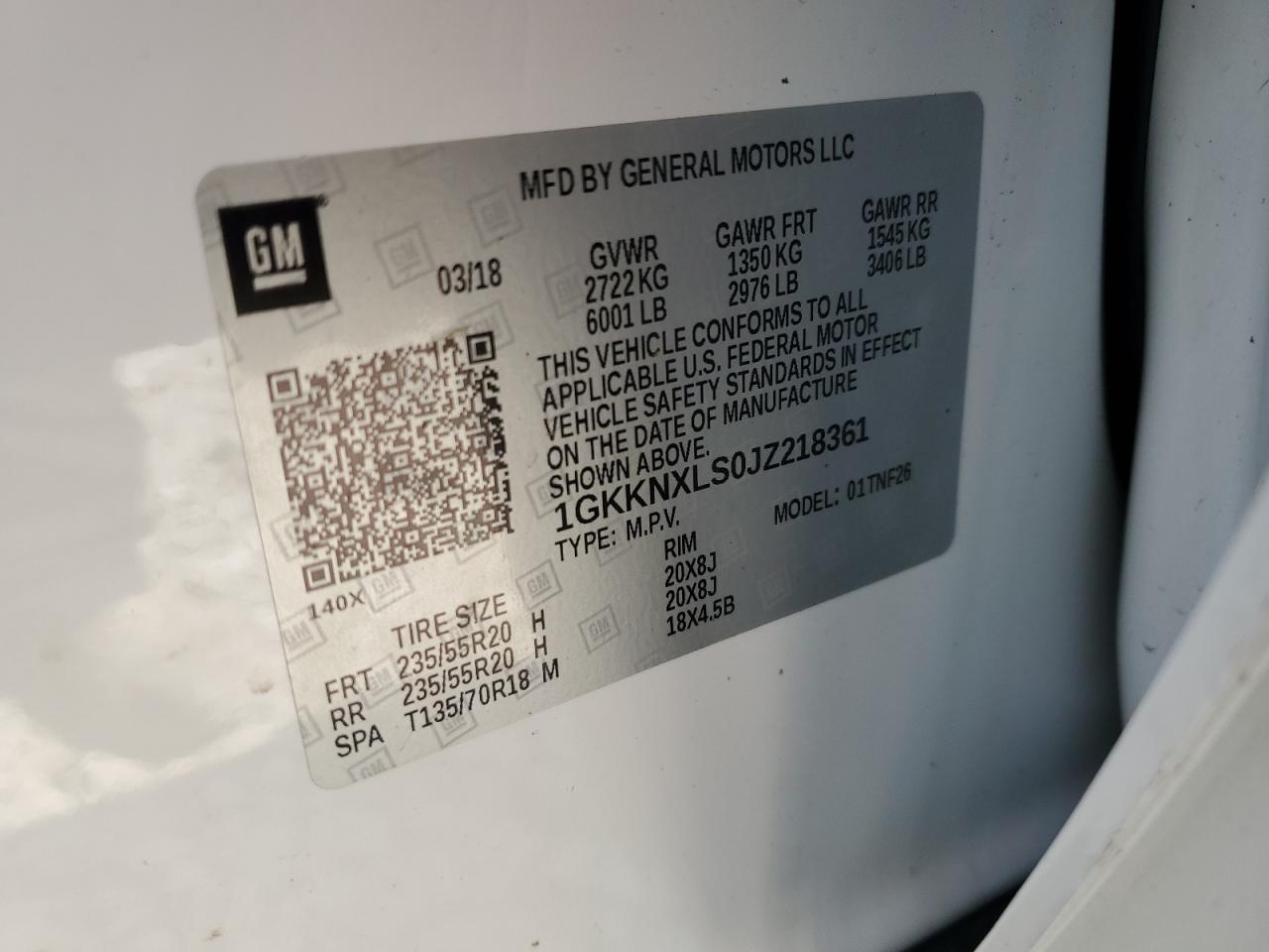 2018 GMC Acadia Denali VIN: 1GKKNXLS0JZ218361 Lot: 66290145